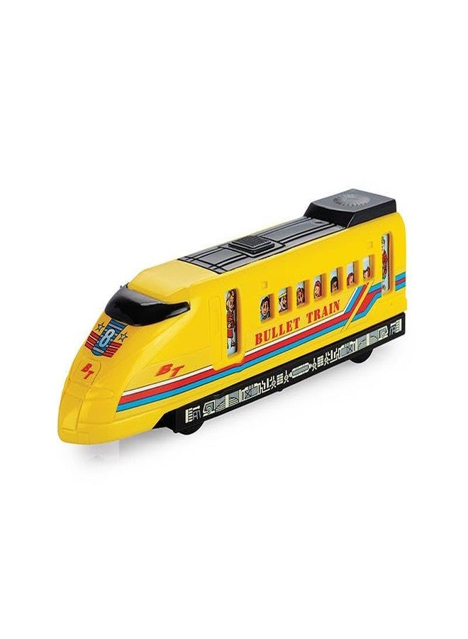 Toy Vibes Plastic Bullet Train Toys Vehicle Playset for Kids, Ultimate Adventure Express Train Toy for Kids Boy and Girls (Yellow) (Pack of 5) - Image 1